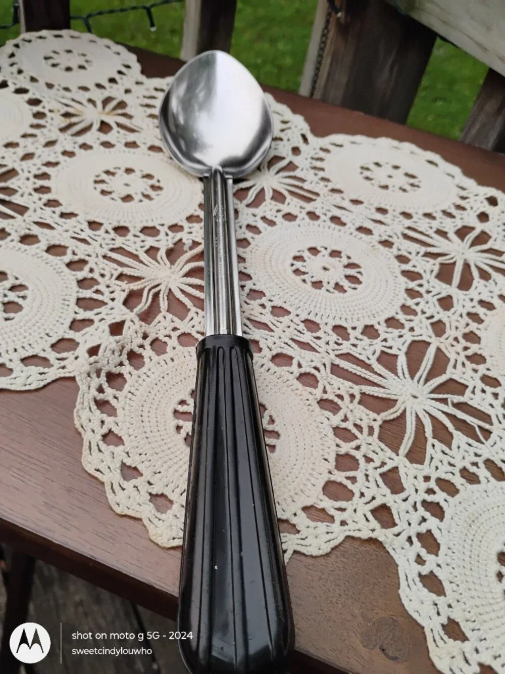Vollrath 6014-1 Solid Serving Spoon Black Plastic Handle Stainless Steel vintage